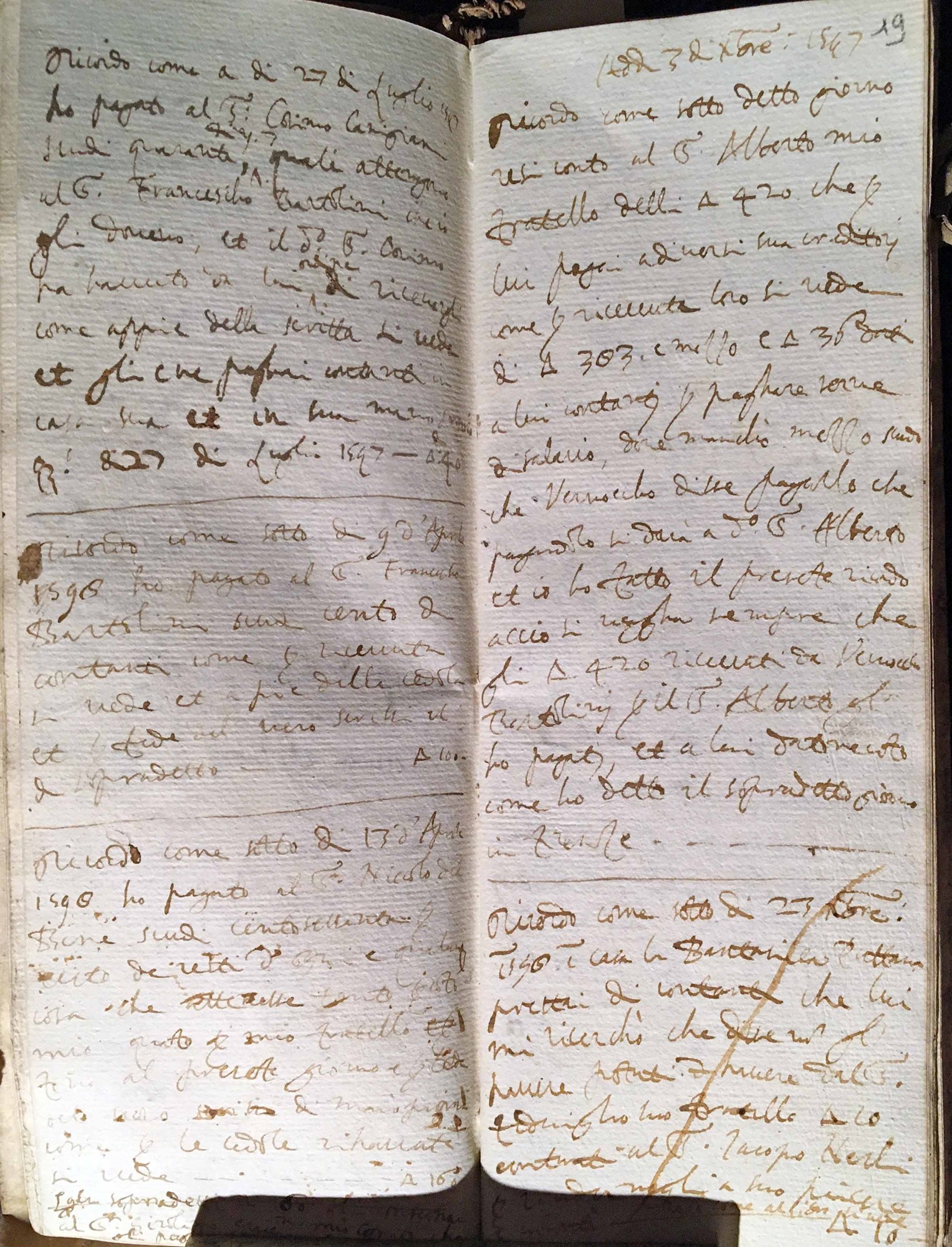 Carlo di Ottavio Bardi suoi ricordi contabili